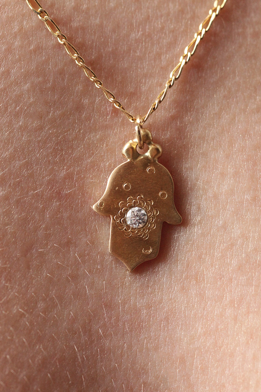 Hamsa with Diamond Pendant