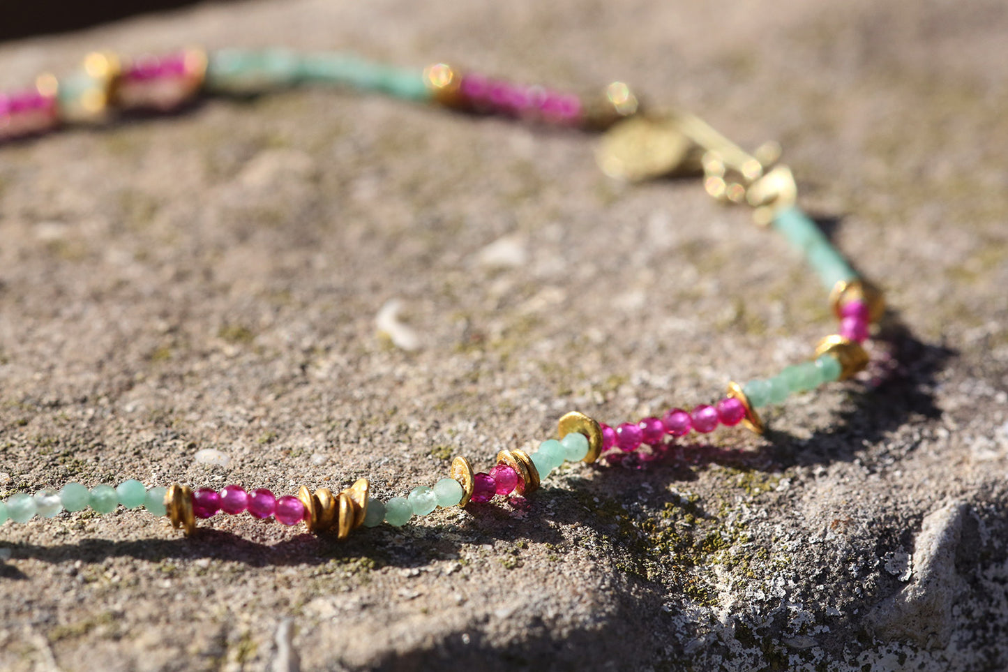 Pure Gold, Ruby and Emerald Necklace