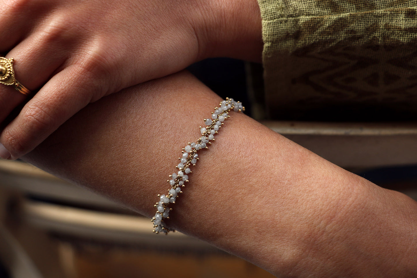 Grapes Bracelet with Raw Diamonds