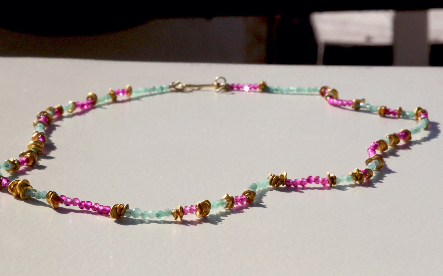 Pure Gold, Ruby and Emerald Necklace