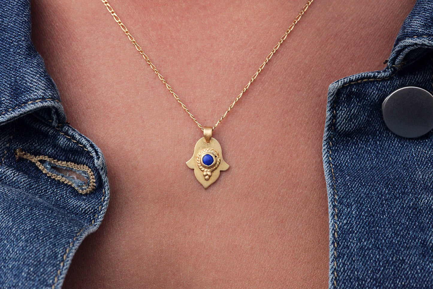 Hamsa Pendant with Lapis Stone