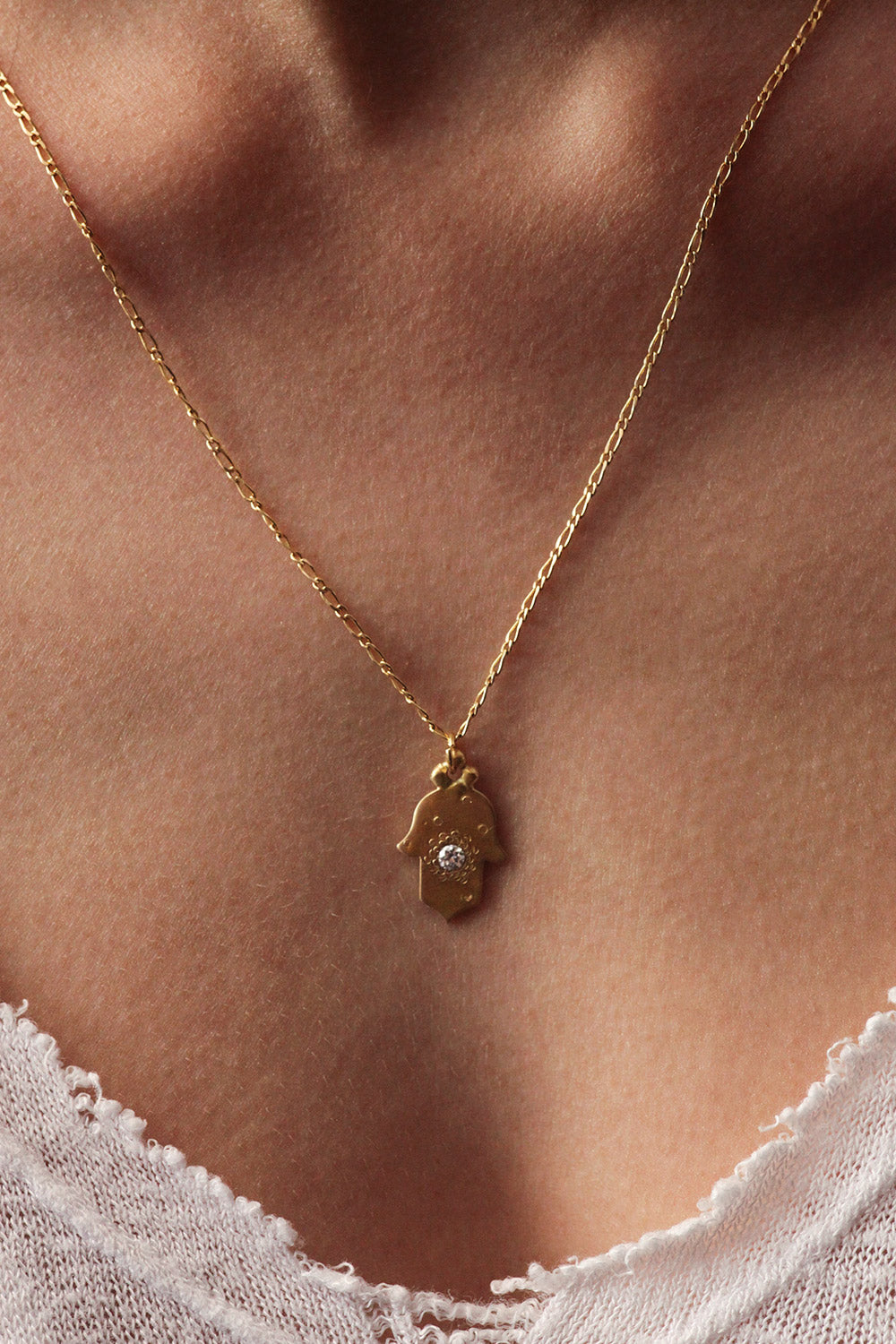 Hamsa with Diamond Pendant