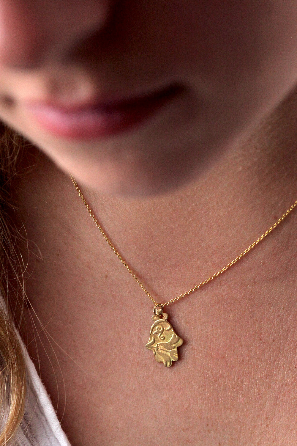 Stamped Hamsa Pendant